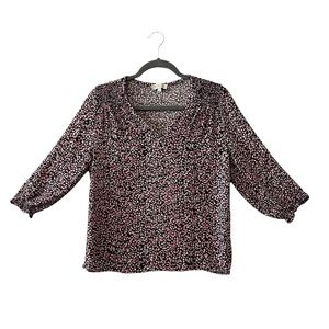 Rachel Zoe black blouse with pink and white details size large
